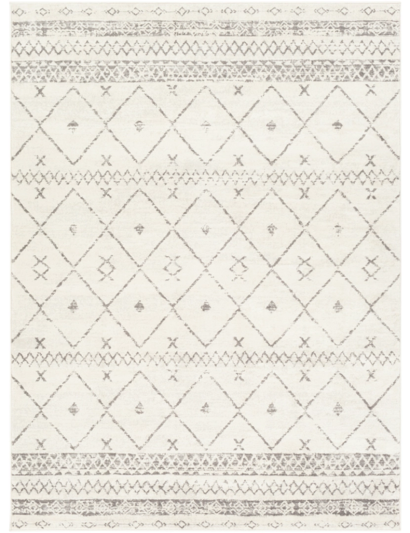 imagem de Tapete Geométrico Berbere - MYA - 160 x 216 cm - Branco e Cinza2