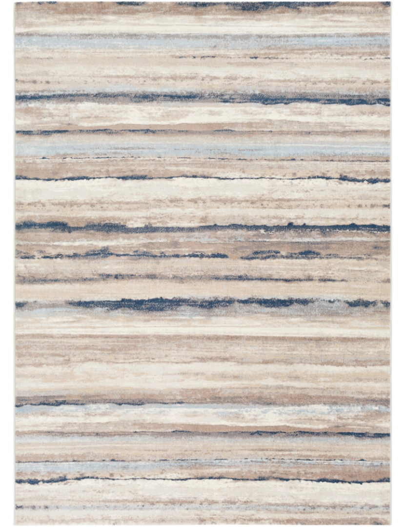 imagem de Tapete Abstracto Listrado - CHARLOTTE - 160 x 215 cm - Cinza e Azul2