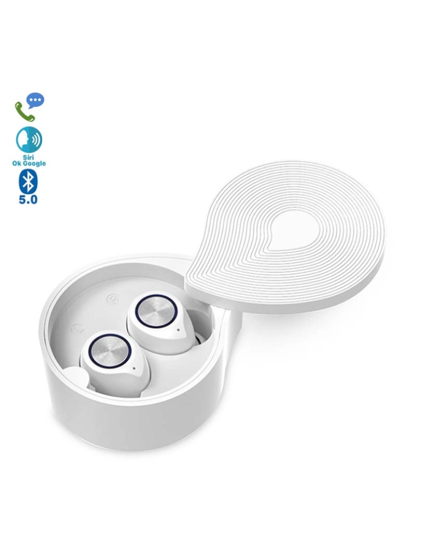 DAM - Auriculares TW70 TWS Bluetooth 50, controles de toque Branco 