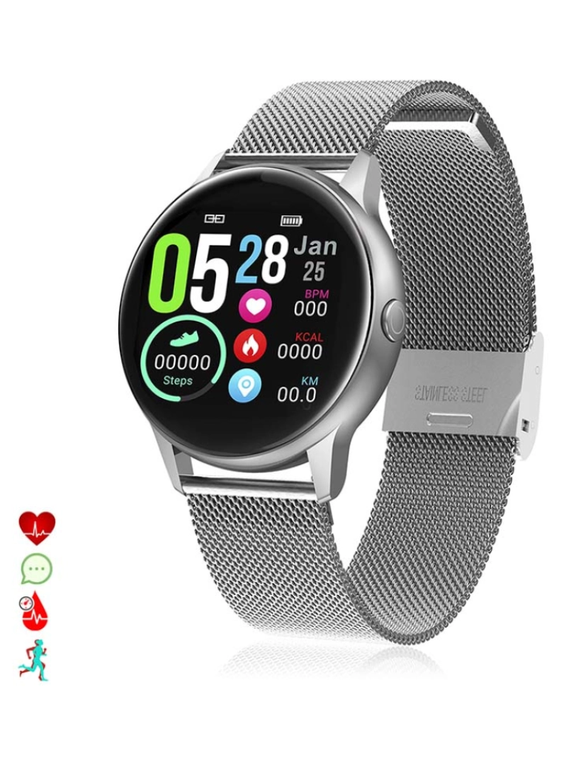 DAM - Smartwatch DT88 C/ Monitor Cardíaco, Altitude e Radiação UV Prateado 