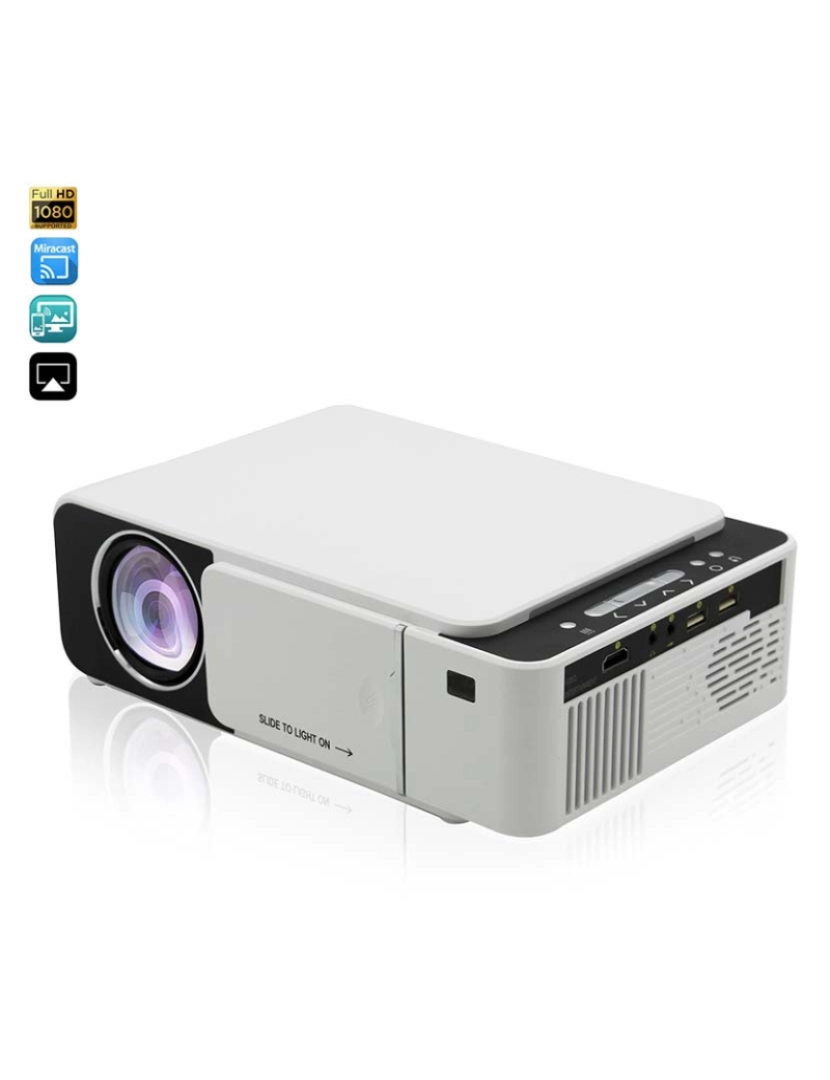 DAM - Projetor de vídeo LED T500 Wifi com Airplay e Miracast Branco 