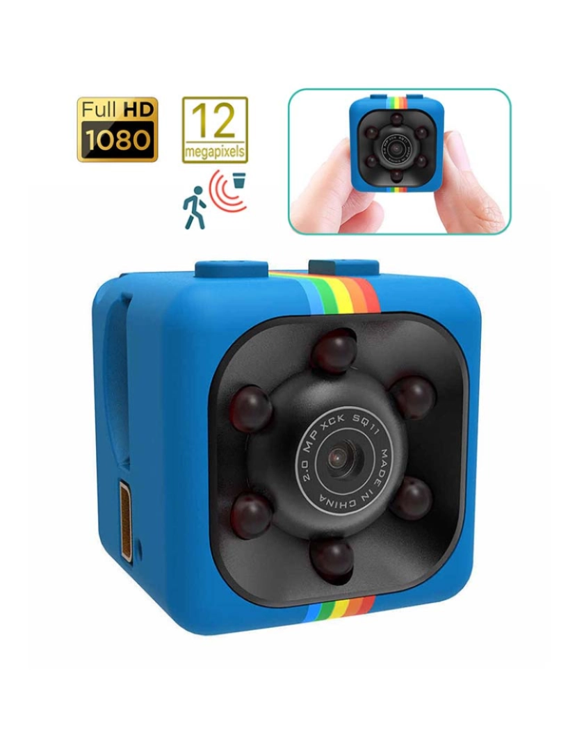 DAM - Microcâmera Sq11 Full Hd 1080 c/ Visão Noturna e Sensor de Movimento Azul