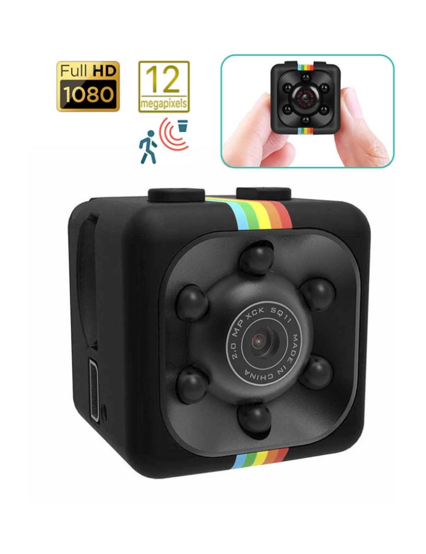 DAM - Microcâmera Sq11 Full Hd 1080 com Visão Noturna e Sensor de Movimento Preto
