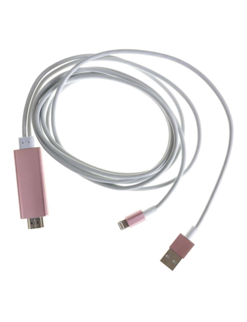 DAM - Cabo HDMI p/ Iphone/Ipad Lightning 8 Pins Rosa Dourado