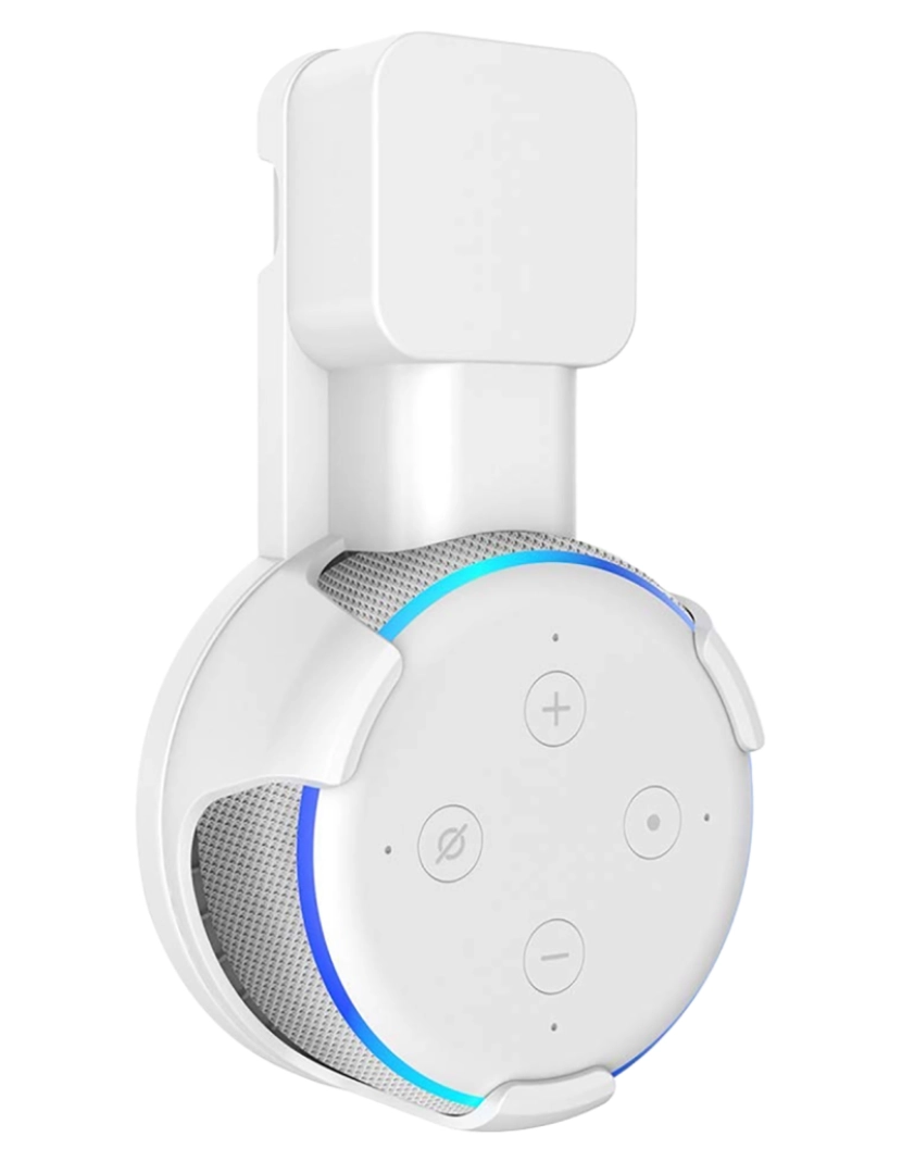 DAM - Suporte ficha para Amazon Echo Dot (Gen 3) com cabo e Carregador oculto Branco