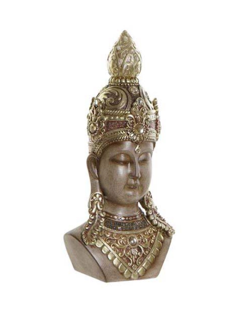 It - Figura Resina Buda Cabeça Dourado 