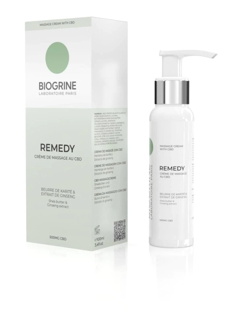 Biogrine - BIOGRINA - Creme de massagem de remédio - rico em vitamina C e E - 500mg de CBD - Enriquecido com Sheatra Butter & Ginseng - 100ml