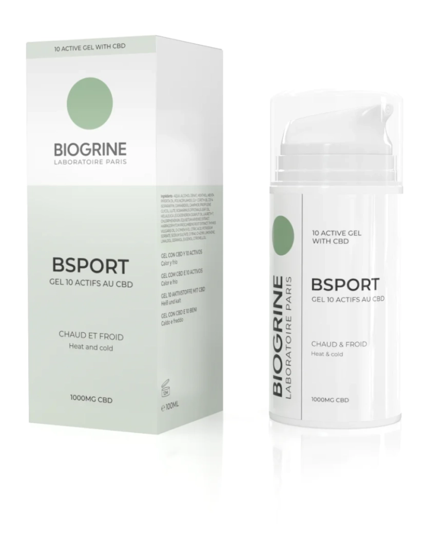 Biogrine - Biogrina - "Bsport" - Gel 10 CBD ativo Hot/Cold - 1000mg de CBD 100ml