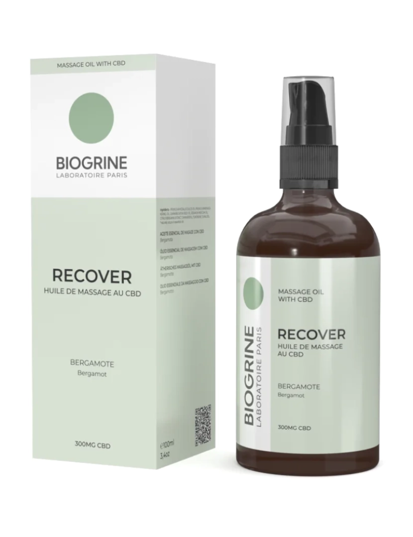 Biogrine - Biogrina - "recuperar" óleo de massagem - com base em CBD 300mg -rico em vitamina C e E - Bergamotte- 100ml perfume
