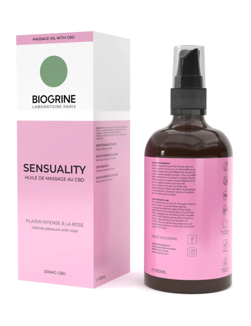 imagem de Biogrina - Oil de massagem "sensualidade" - Momento sensual -a -base 300mg - rico em vitamina C e E - perfume rosa - 100ml3