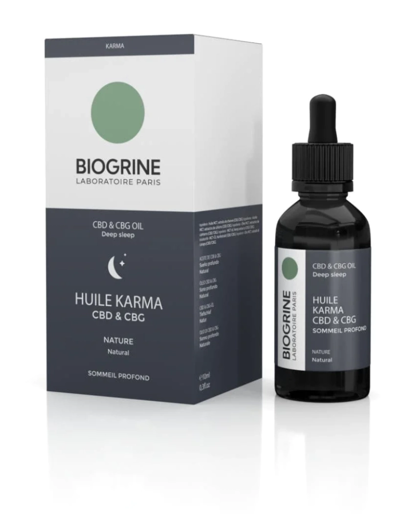 Biogrine - BIOGRINA - Óleo de karma em CBD CBG - Sono profundo - Reparador - Rico em vitamina C e E - Nature 10 ml Vegan