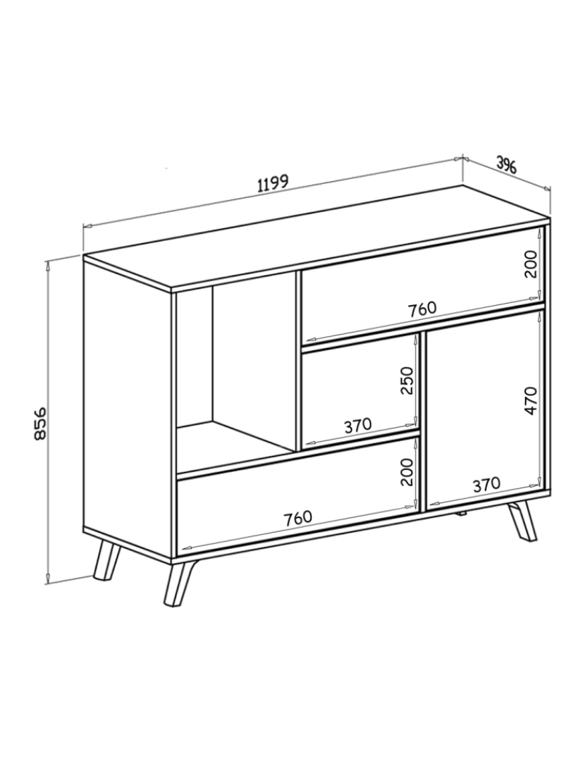 imagem de Skraut Home - Buffet para Salon Ou Salle à Manger - 86 X 120 X 40 Cm - Finish Oak/Gris4