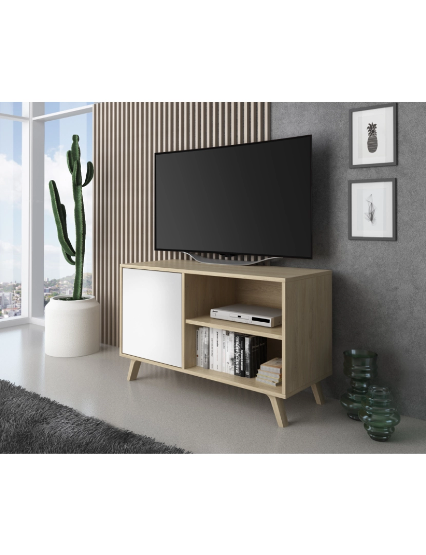 imagem de Skraut Home - Mobiliário Tv De Salon - 57 X 95 X 40 Cm - Tv 32/40" Oak/White finish2