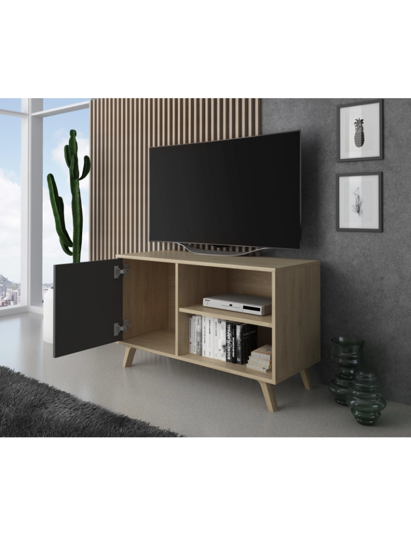 imagem de Skraut Home - Mobiliário Tv De Salon - 57 X 95 X 40 Cm - Tv 32/40" Oak/Gris finish3