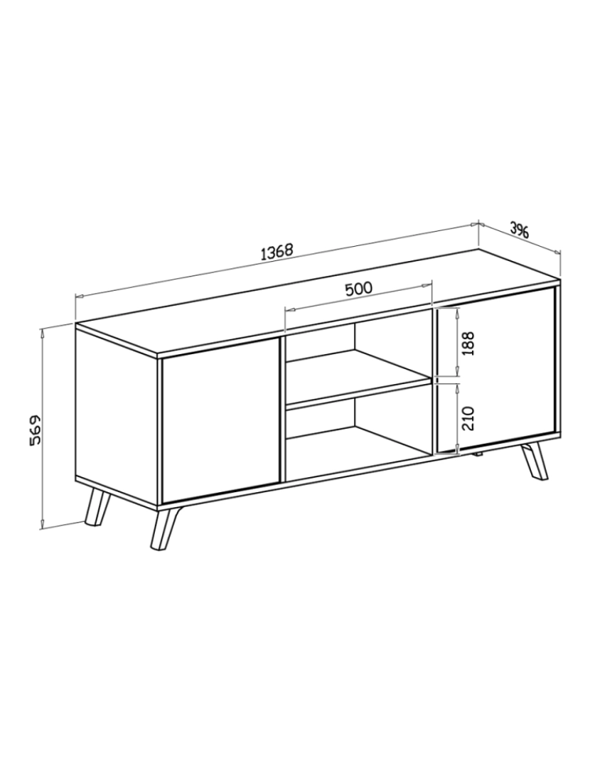 imagem de Skraut Home - Mobiliário Tv para salão - 57 X 140 X 40 Cm - Tv 32/40/50/55/60" Branco/Chêne finish4