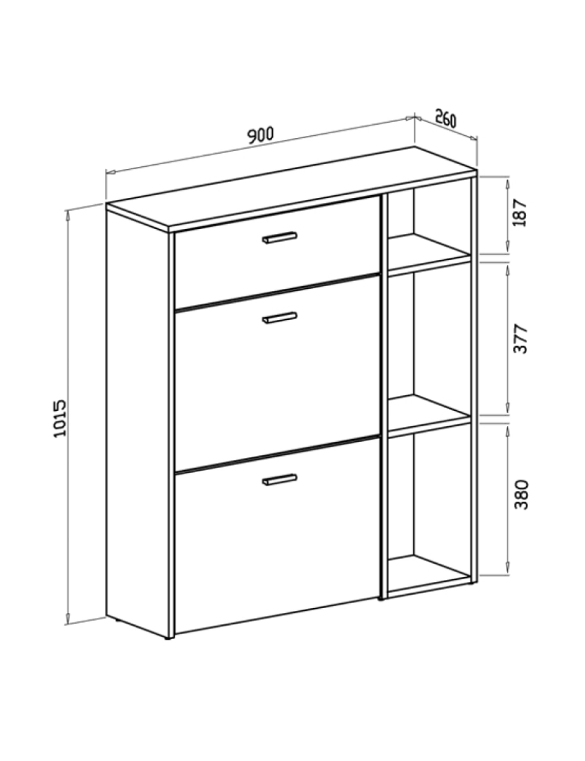 imagem de Skraut Home - Mobiliário de sapato - 102 X 90 X 26 Cm - Para 12 pares de sapatos Oak/White Finish4