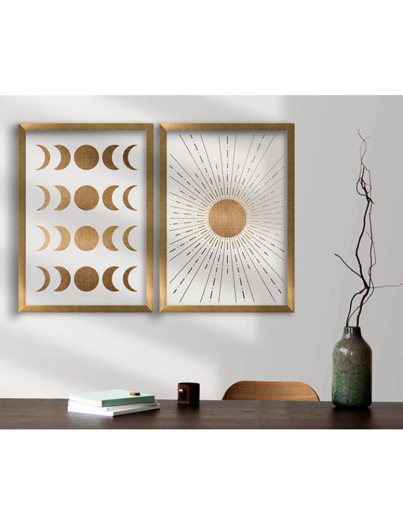 ASR - Conjunto 2 Quadros MDF Moon & Sun Brrown