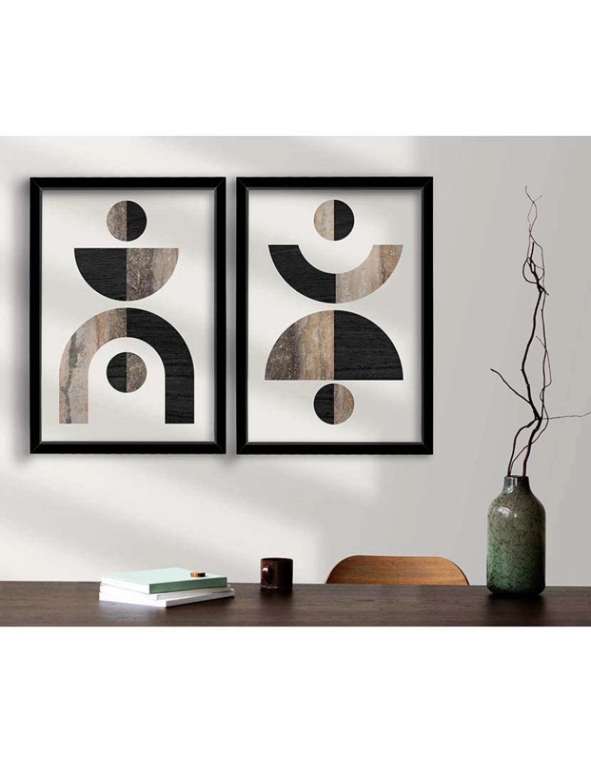 ASR - Conjunto 2 Quadros MDF Mid Century Black