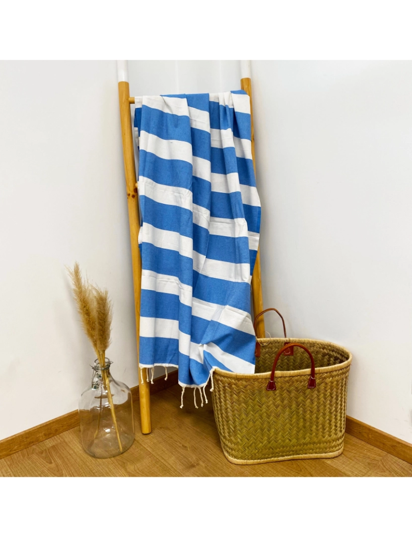 imagem de Fouta tradicional Transat Bleu ciel 100x200 190g/m²2