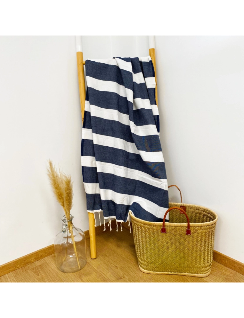 imagem de Fouta tradicional Transat Bleu marine 100x200 190g/m²2