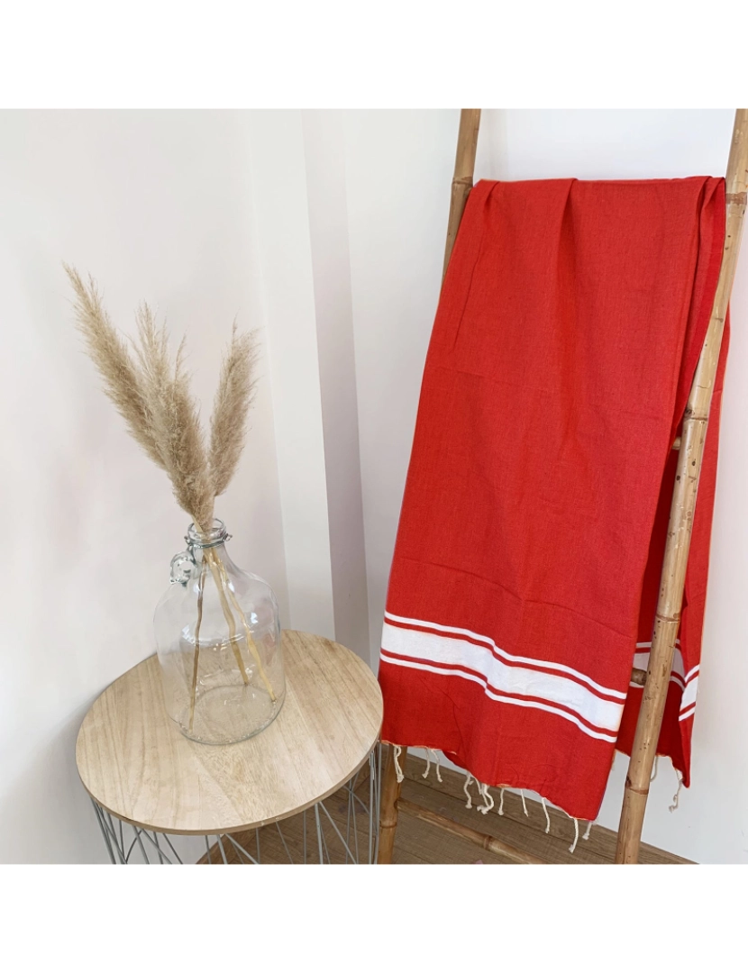 imagem de Fouta tradicional Kozo Rouge 100x200 190g/m²2