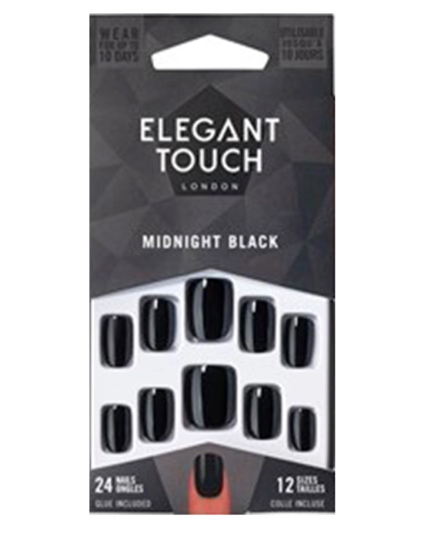 Elegant Touch - Core Colour Nails With Glue Squoval #midnight Black Elegant Touch