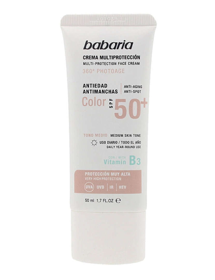 Babaria - Creme Multiproteção Color SPF50+ 50Ml