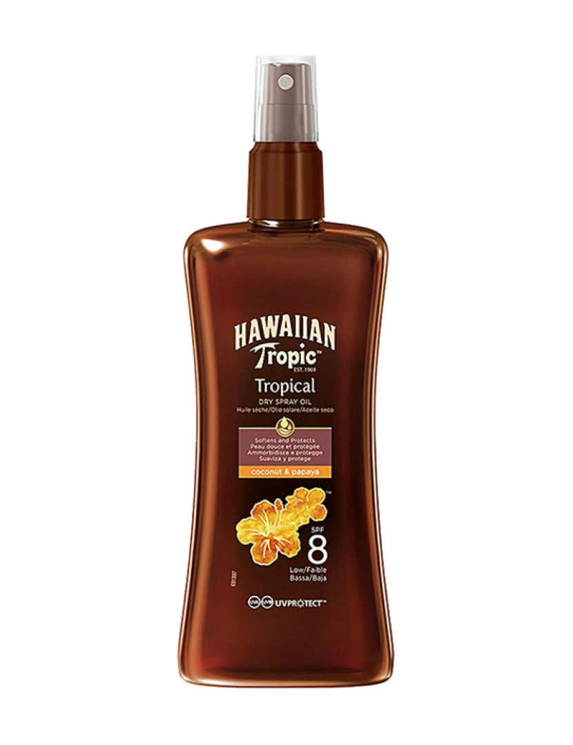 Hawaiian Tropic - Óleo Seco Côco & Papaia SPF8 Spray 200Ml