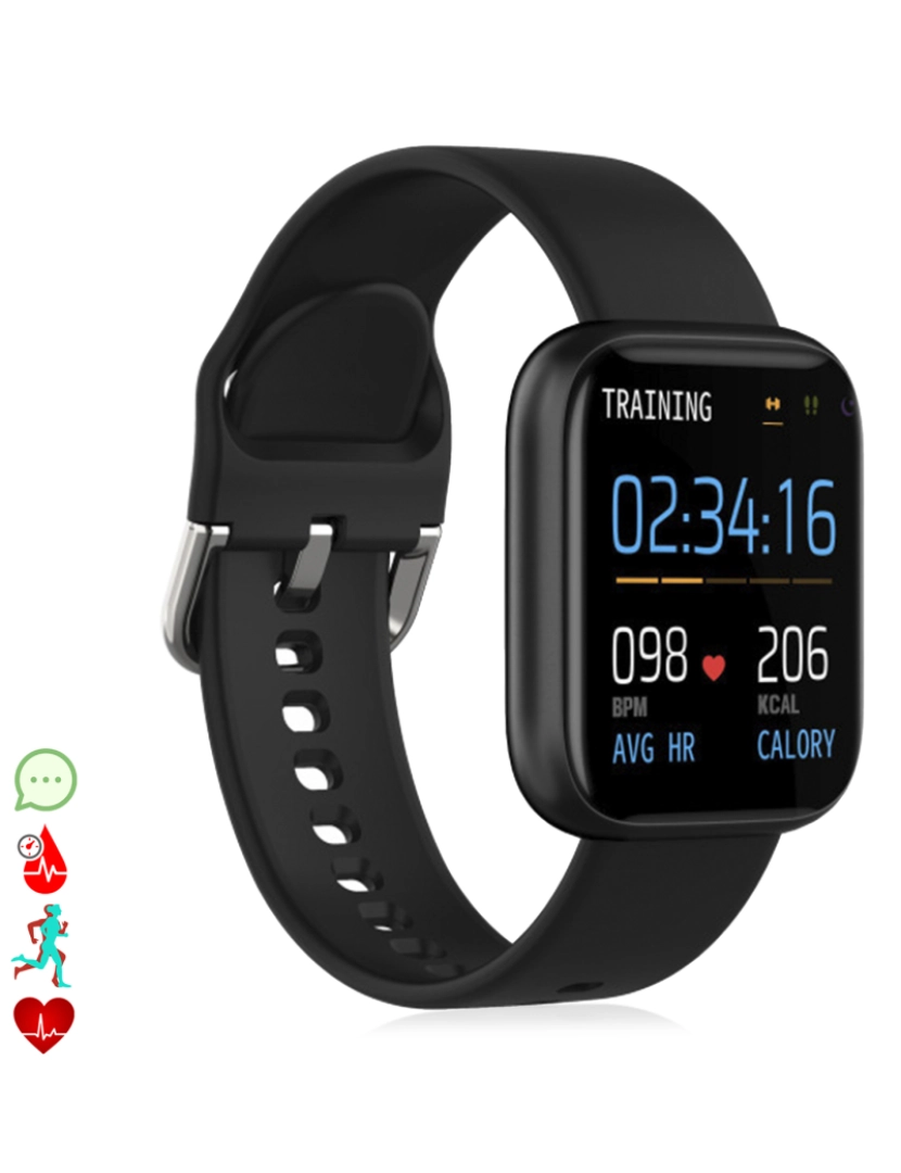 imagem de DAM. Smartwatch P6 com 7 modos esportivos, oxigênio no sangue, pulso, notificações iOS e Android1
