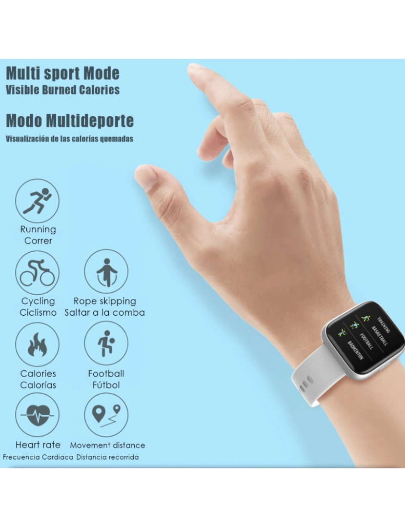 imagem de DAM. Smartwatch P6 com 7 modos esportivos, oxigênio no sangue, pulso, notificações iOS e Android2