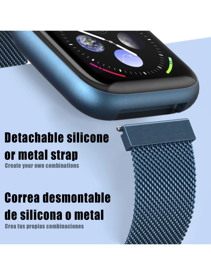 imagem de DAM. Smartwatch P6 com 7 modos esportivos, oxigênio no sangue, pulso, notificações iOS e Android3