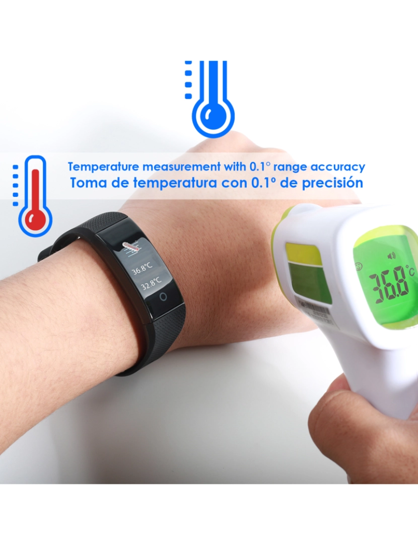 imagem de DAM. Pulseira inteligente QW18T com medição de temperatura corporal, monitor cardíaco e modo multisport.2