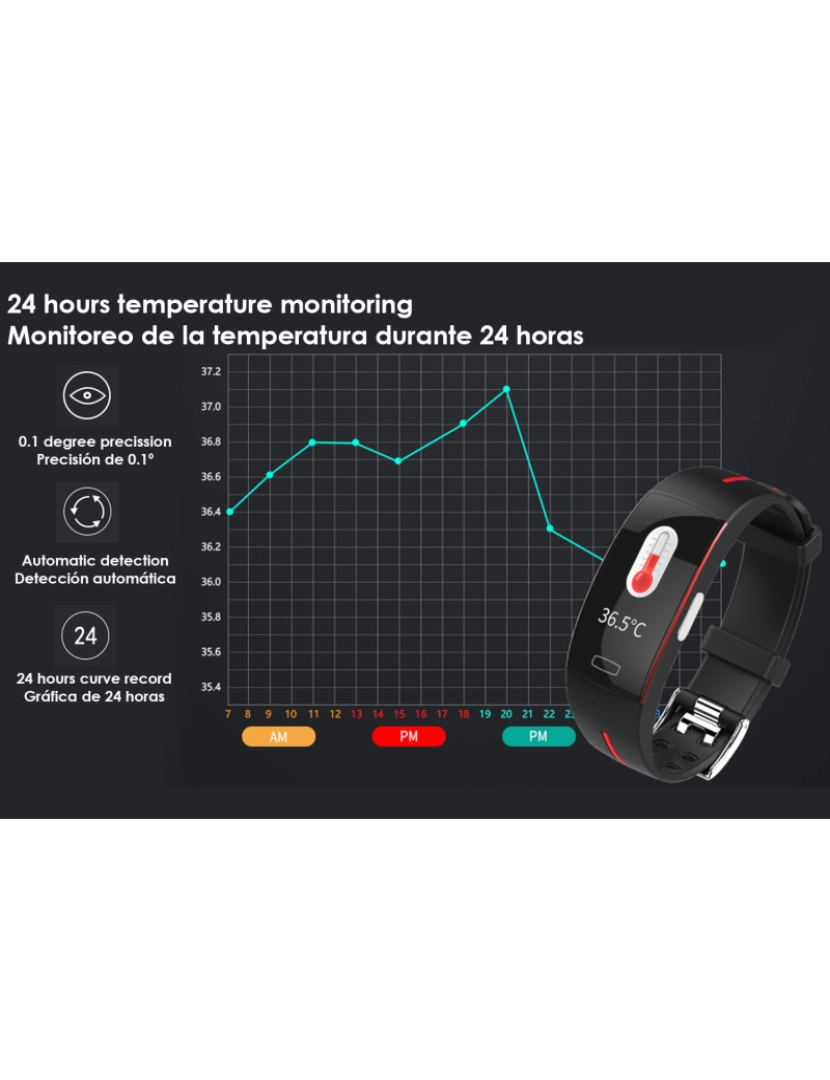 imagem de DAM. Pulseira inteligente P3A com medição de temperatura corporal, eletrocardiograma e pressão arterial2