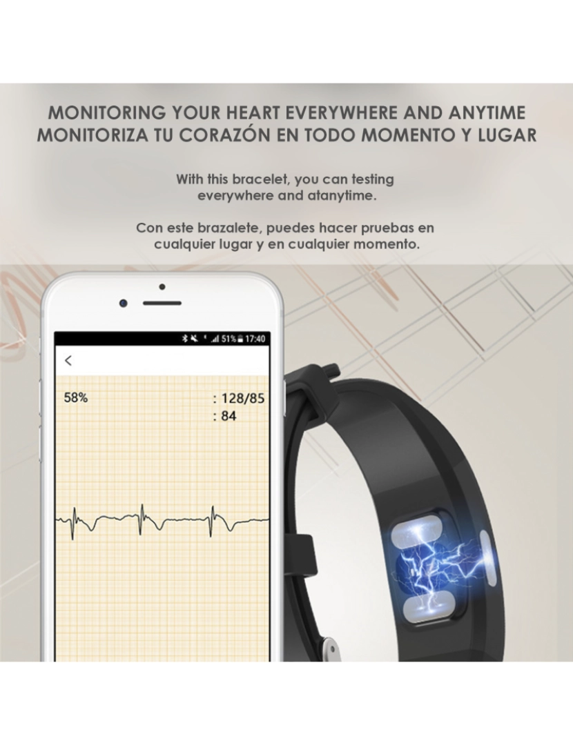 imagem de DAM. Pulseira inteligente P3A com medição de temperatura corporal, eletrocardiograma e pressão arterial5