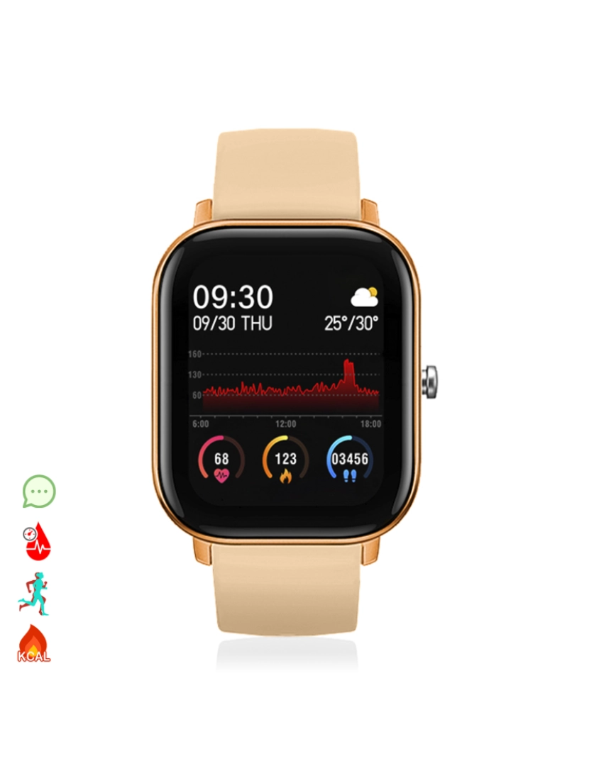 DAM - DAM. Smartwatch AK-P8 com monitoramento de frequência cardíaca, pressão arterial, oxigênio no sangue, modo multiesportivo e notificações.