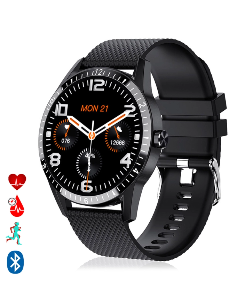 DAM - DAM. Smartwatch multiesportivo Y20 com monitor de frequência cardíaca, submersível, mostrador personalizável
