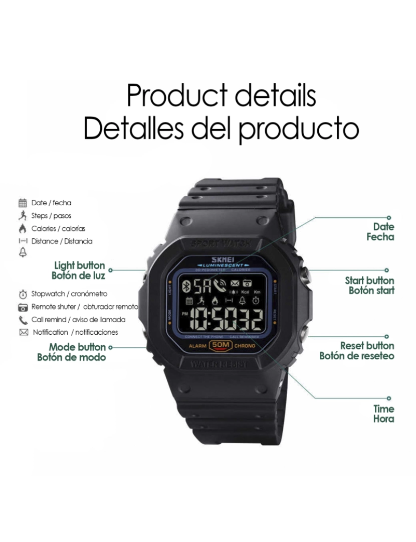 imagem de DAM. Smartwatch 1629 design clássico bluetooth com funções avançadas2
