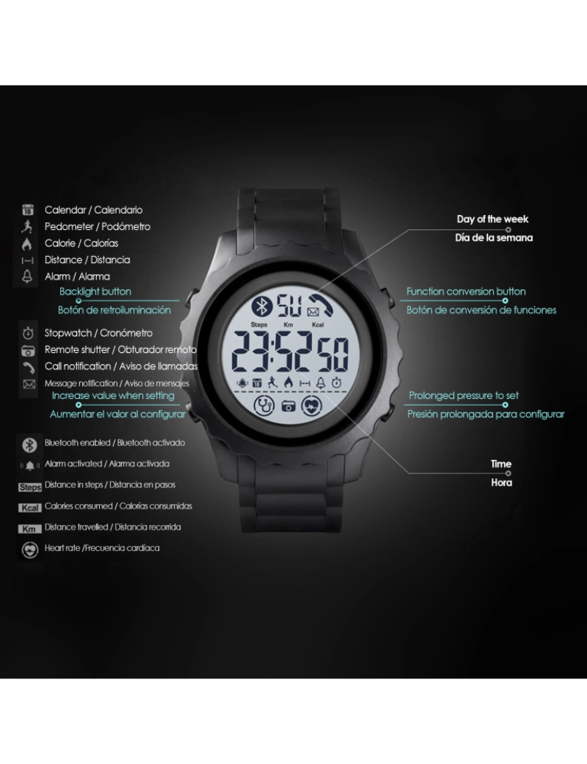 imagem de DAM. Smartwatch 1626 digital bluetooth com funções avançadas2