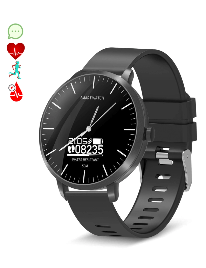 DAM - DAM. Smartwatch com movimento de quartzo e tela bluetooth AK-H6, com monitor de batimentos cardíacos