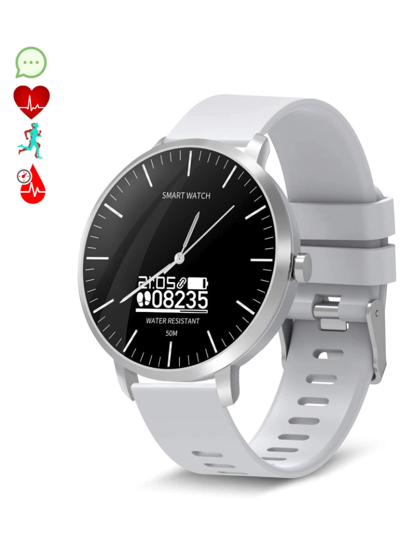 DAM - DAM. Smartwatch com movimento de quartzo e tela bluetooth AK-H6, com monitor de batimentos cardíacos