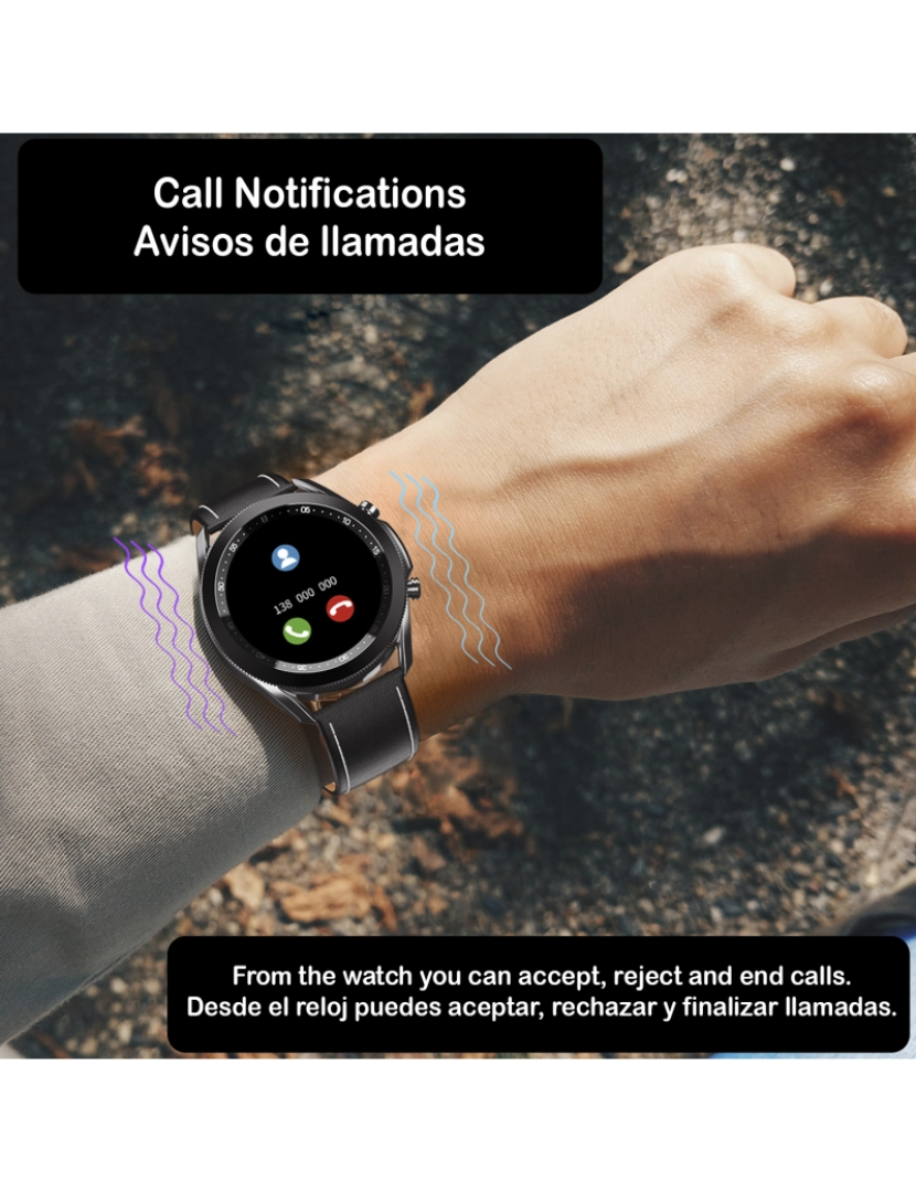 imagem de DAM. Smartwatch W3 com monitor de oxigênio no sangue, 5 modos esportivos, notificações com mensagens na tela. Pulseira de couro.6