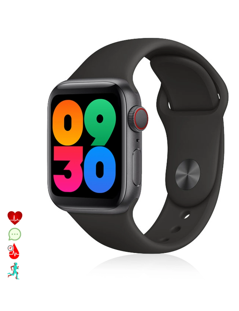 DAM - DAM. Smartwatch U68 com notificações de App, termômetro, monitor de pressão arterial, O2 no sangue e modo multiesportivo.