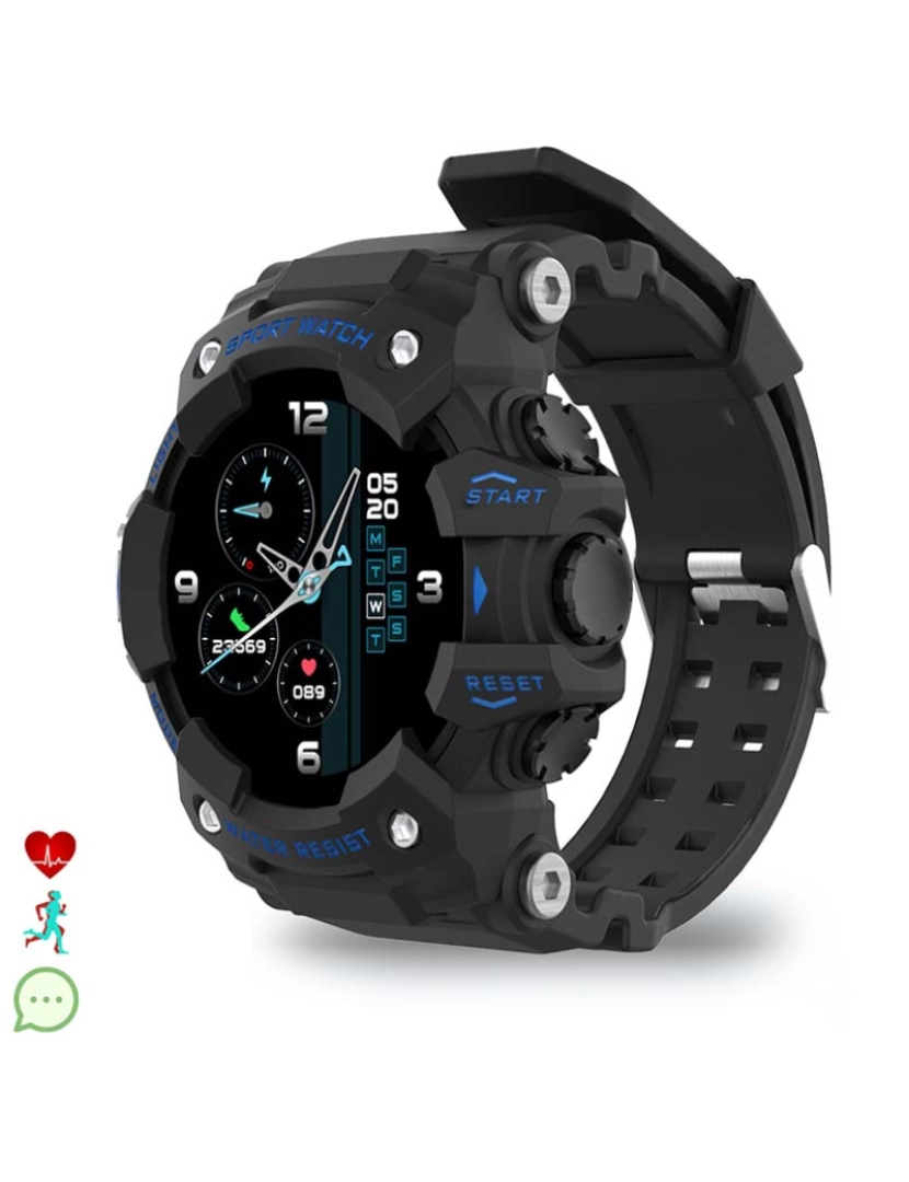 DAM - Smartwatch LC11 estilo digital clássico Preto