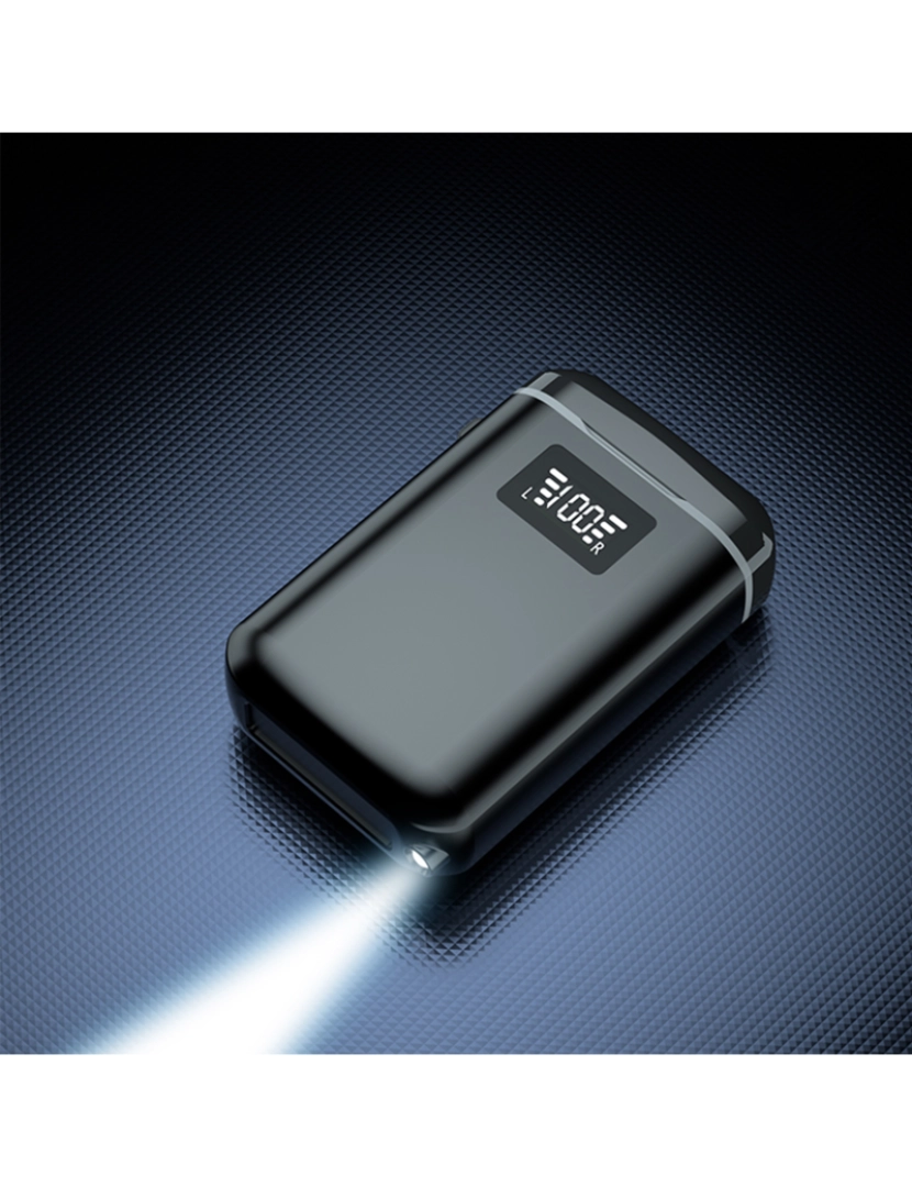 imagem de DAM. Fones de ouvido TWS M7, Bluetooth 5.1, controle por toque. Base de carregamento de 4000mAh com powerbank USB, lanterna e tela indicadora de carga.6