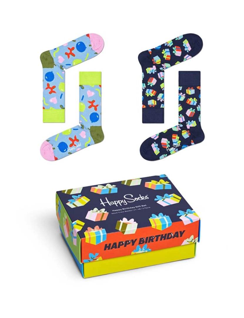 Happy Socks - Conjunto de 2 meias de feliz aniversário