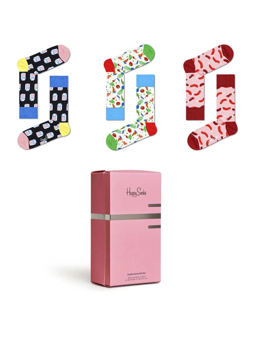 Happy Socks - Conjunto de 3 Packs de meias Foodie para presente