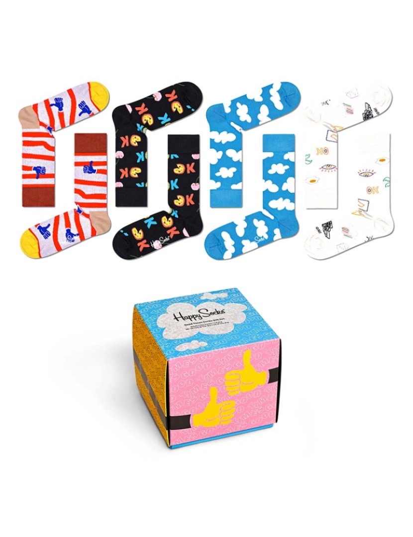 Happy Socks - Conjunto de 4 meias Good Times para presente