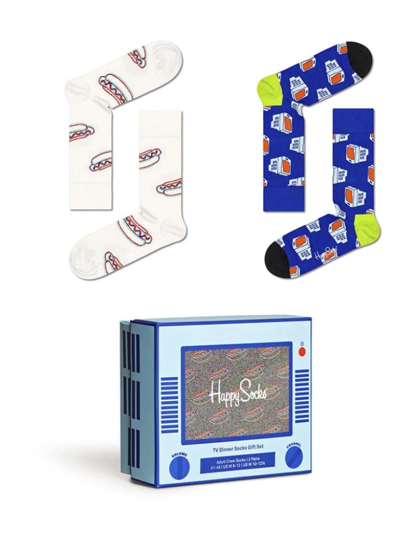 Happy Socks - Conjunto de 2 meias para jantar de TV