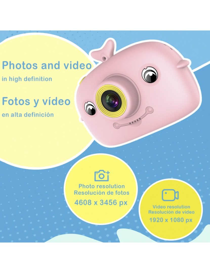 imagem de DAM. Câmera infantil X12 para fotos e vídeos, com jogos integrados4