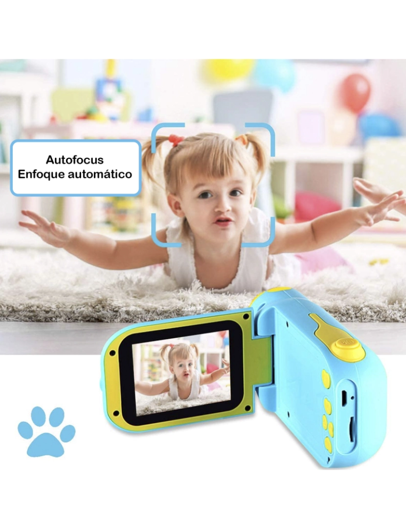imagem de DAM. Câmera digital para crianças de fotos e vídeos com jogos. Ecrã dobrável de 2,4". 12 mpx e vídeo Full HD.4